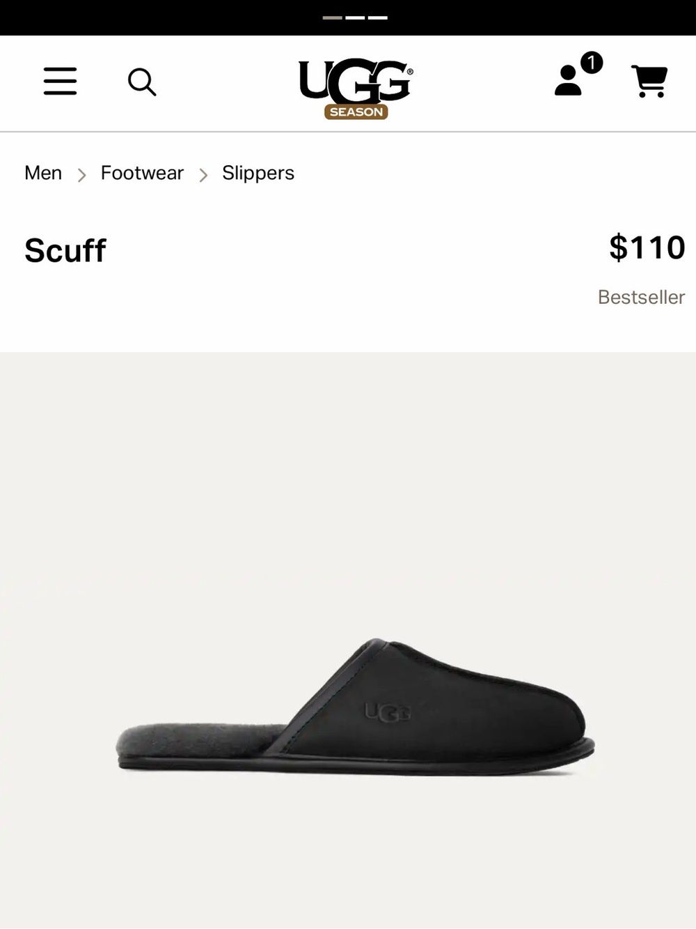 UGG Scuff Men's Black Slippers US 11